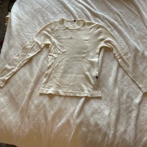 Ribbed white long sleeve shirt